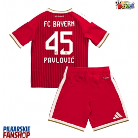 Koszulka piłkarska Bayern Munich Aleksandar Pavlovic #45 Strój Domowy dla dzieci 2026-27 tanio Krótki Rękaw (+ Krótkie spodenki)